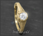 Ring mit 0,50ct Brillant, 585 Gold, Jugendstil Design